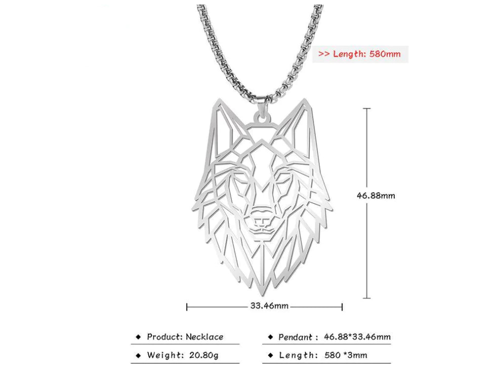 Wolf Necklace, Choker, Stainless Steel Jewelry