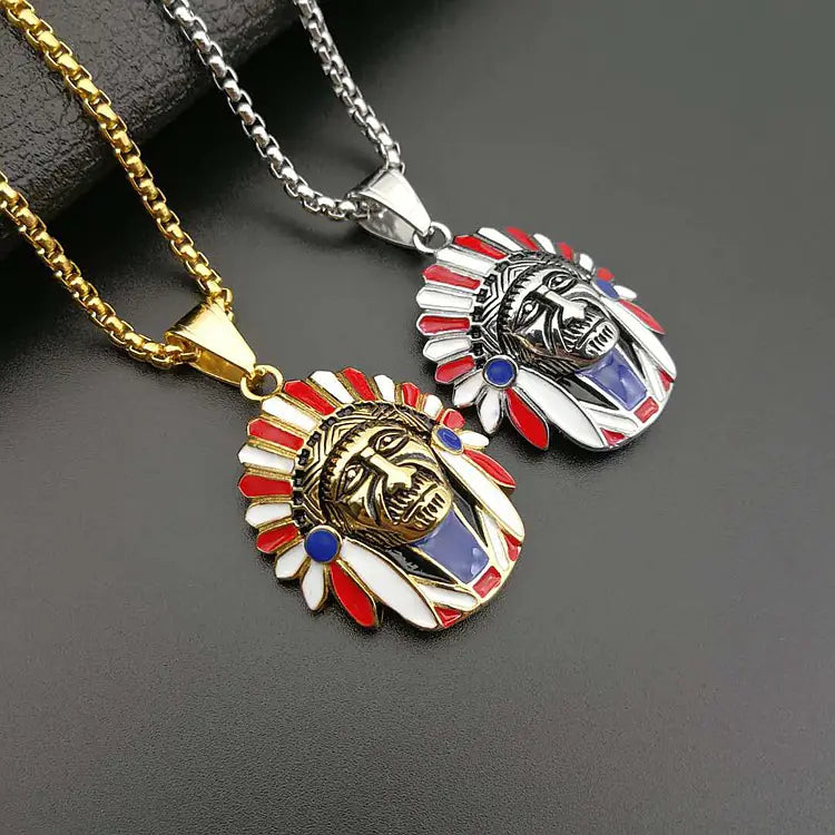 Indigenous Chief Pendant Necklace