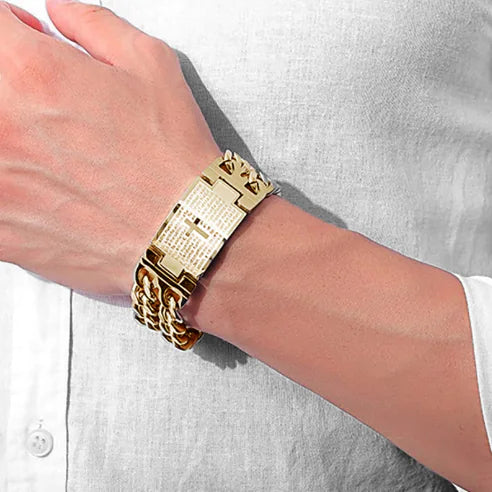 Men's Cross Double Row Cuban Bracelet