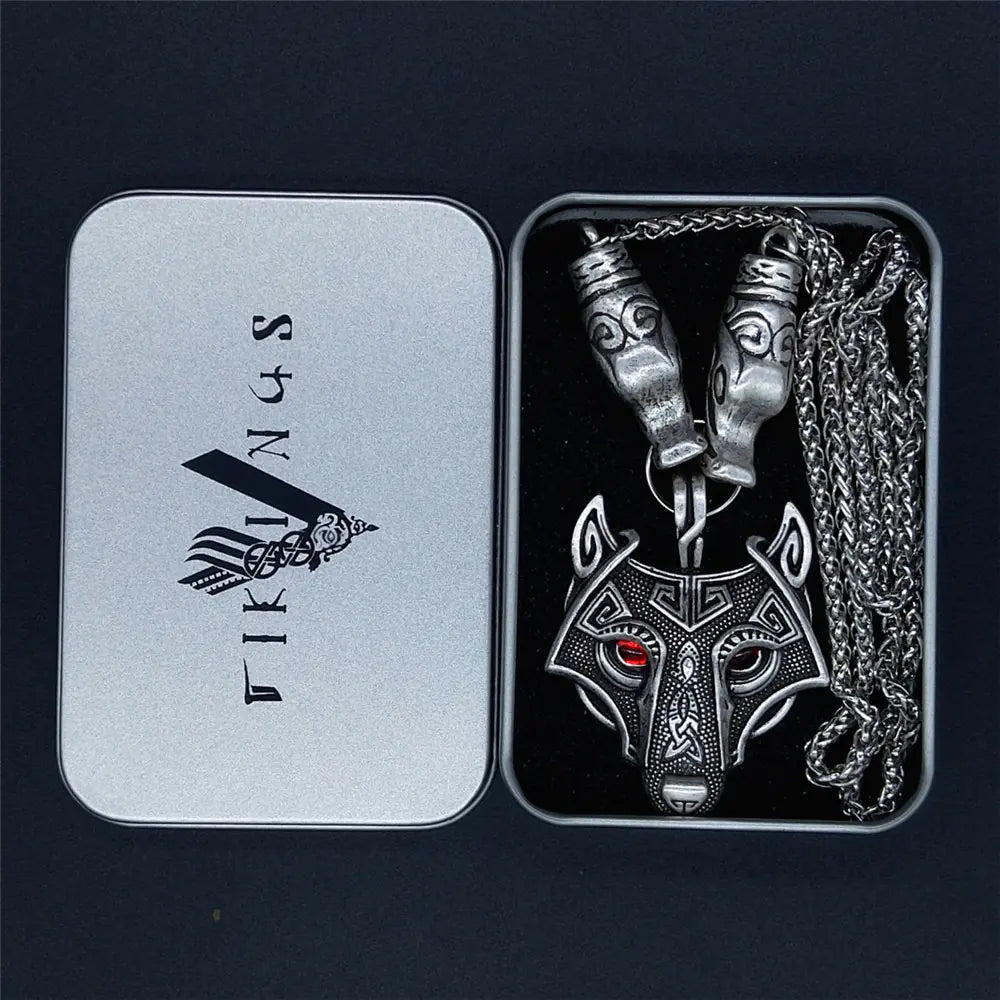 Alloy Viking Pendant, Wolf Head Necklace, Unique Jewelry
