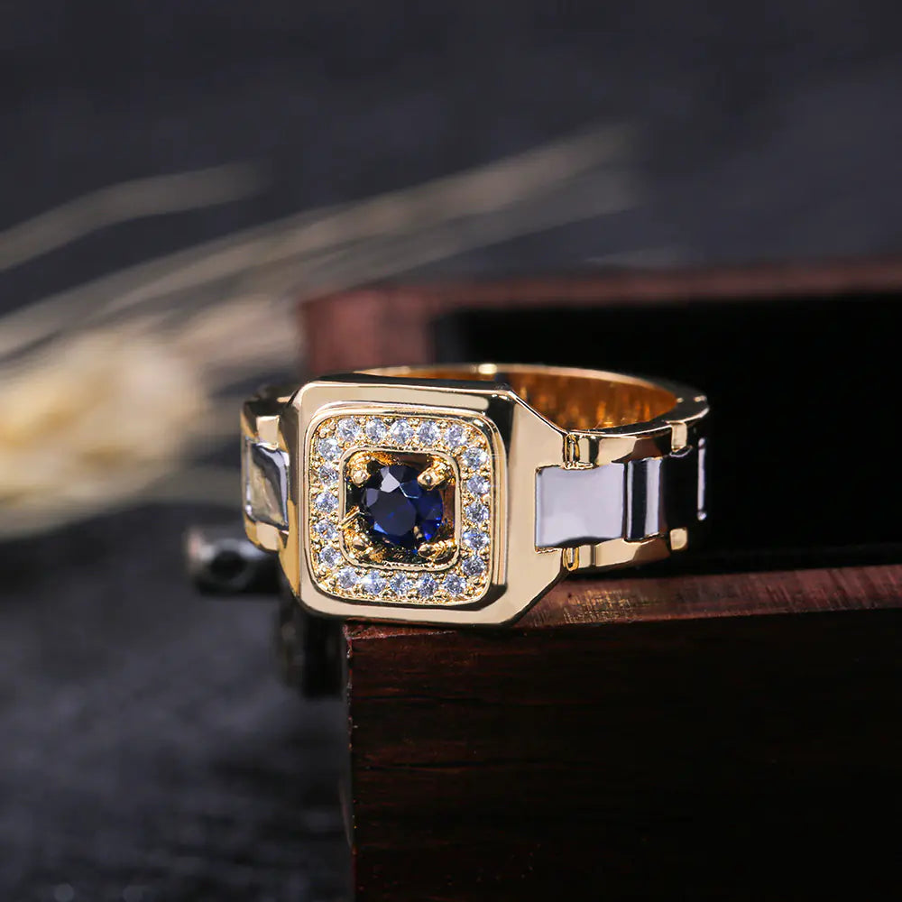 Sapphire Inlaid Ring for Men - Engagement Jewelry