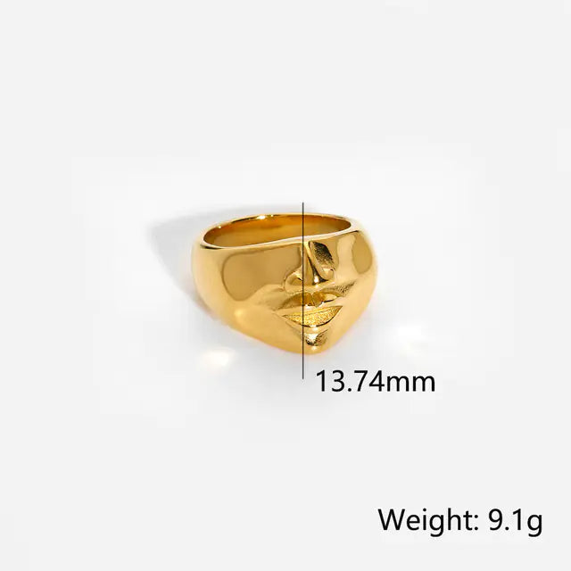 18K Gold Plated Stainless Steel Hip Hop Punk Ring