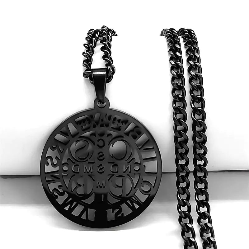 Hip Hop St. Benedict Pendant Necklace in Stainless Steel