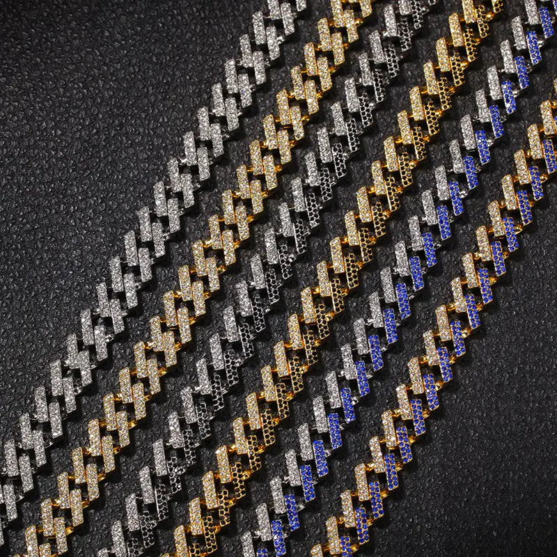 15mm Cuban Link Chain with Diamond Design for Hip-Hop