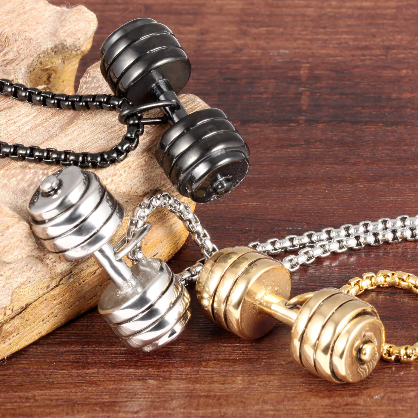 Dumbbell Pendant, Titanium Necklace