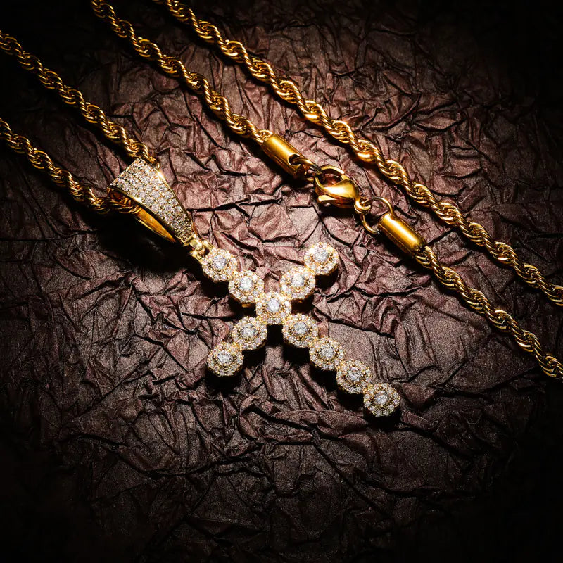 Retro Hip Hop Ice Sugar Cross Pendant Necklace for All