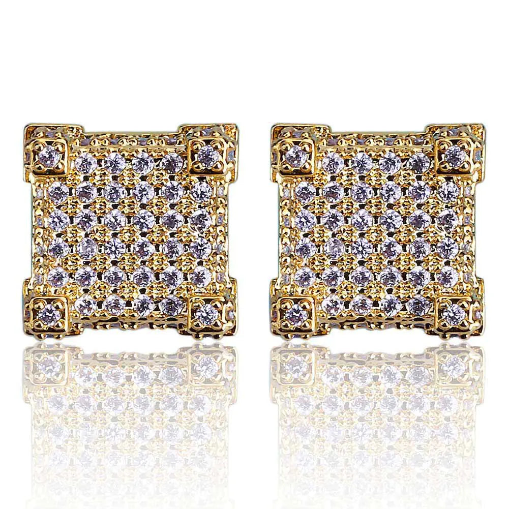 Hip Hop Earrings with Micro Paved CZ Diamond Stones