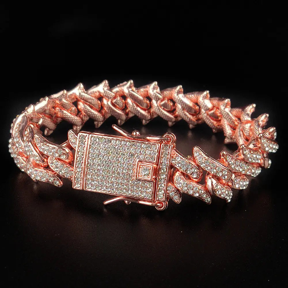 Alloy Dragon Tooth 16mm Cuban Link Hip Hop Necklace