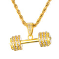 Hip Hop Dumbbell Pendant with Zirconia and Twisted Chain