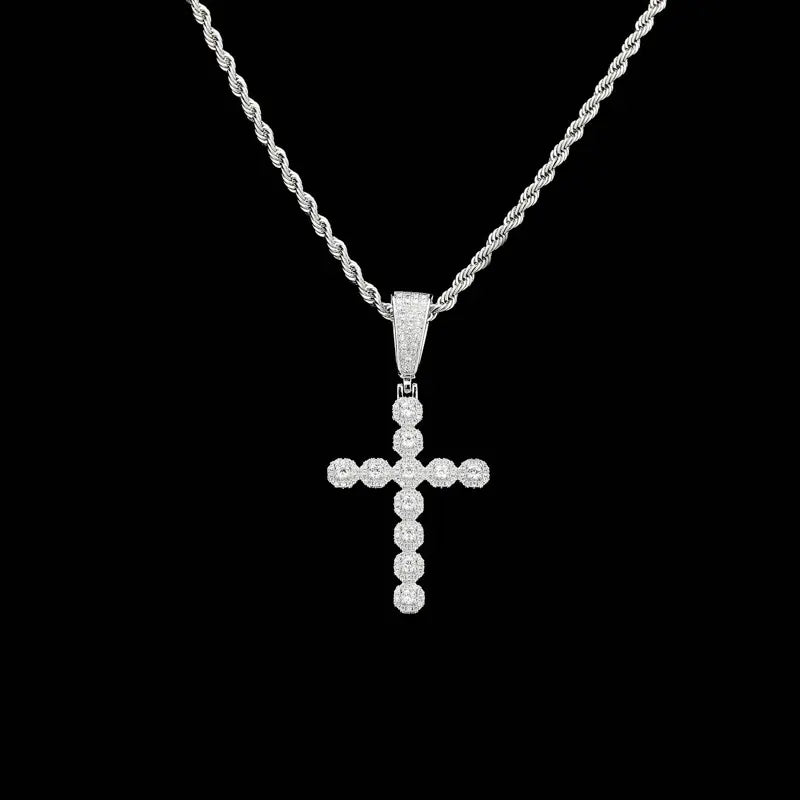 Retro Hip Hop Ice Sugar Cross Pendant Necklace for All