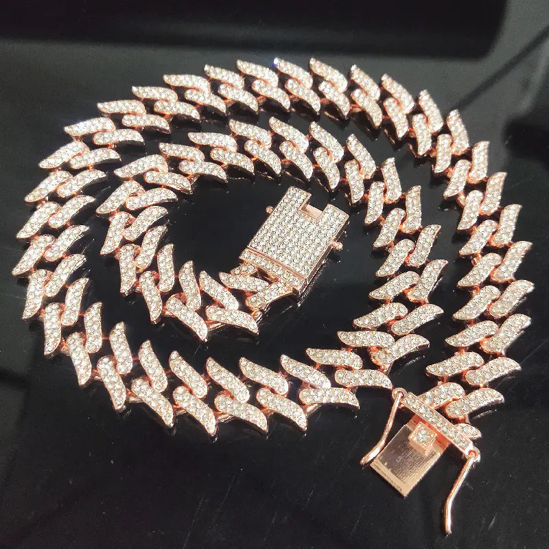 Alloy Dragon Tooth 16mm Cuban Link Hip Hop Necklace