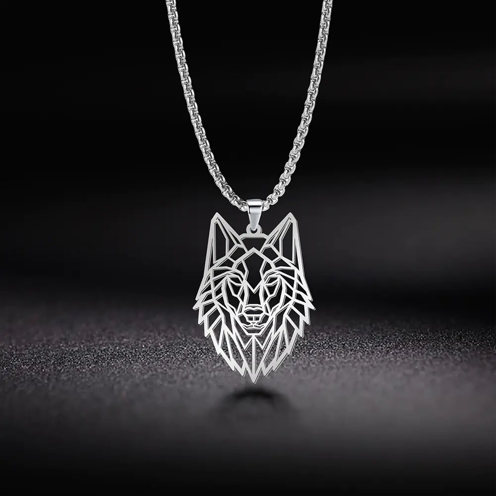 Wolf Necklace, Choker, Stainless Steel Jewelry