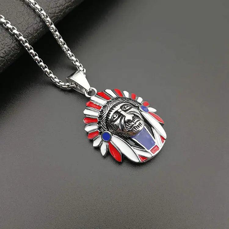 Indigenous Chief Pendant Necklace