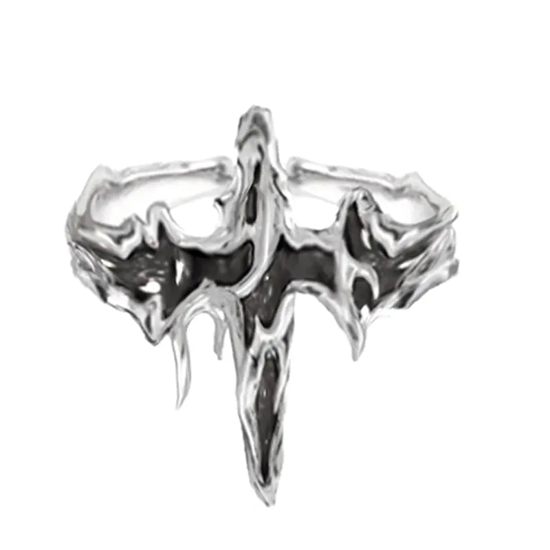 Irregular Texture Enamel Ring with Hip Hop Design