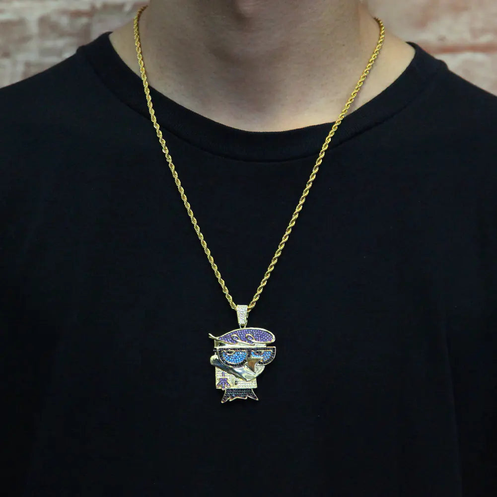 Mr. Bird Colorful Zircon Necklace, Cartoon Hip-Hop Style