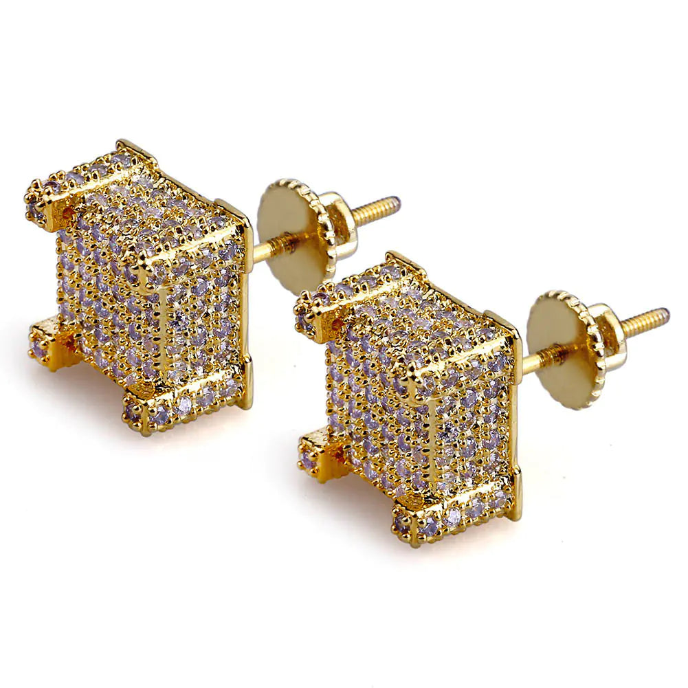Hip Hop Earrings with Micro Paved CZ Diamond Stones