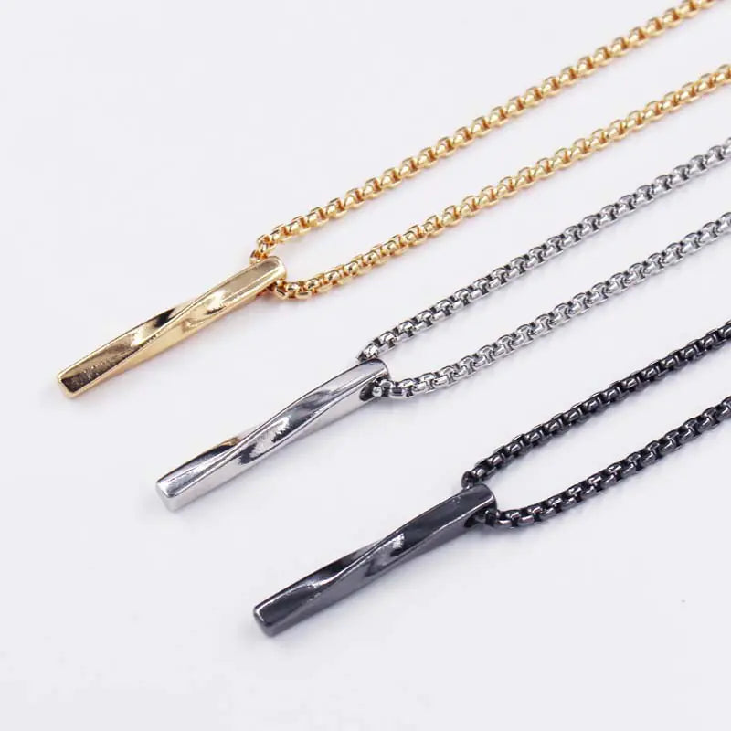 Men's Stainless Steel Jewelry, Twisted Column Pendant