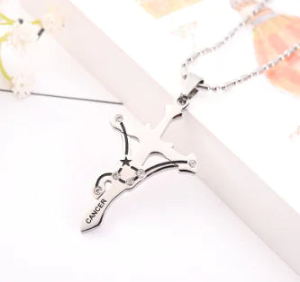 Zodiac Sign Titanium Steel Necklace with Hip-Hop Pendant