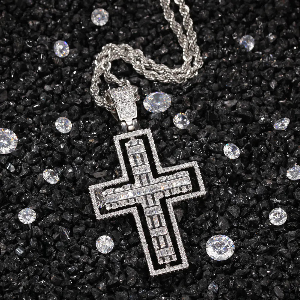 Rotating Double-Sided Cross Pendant Necklace
