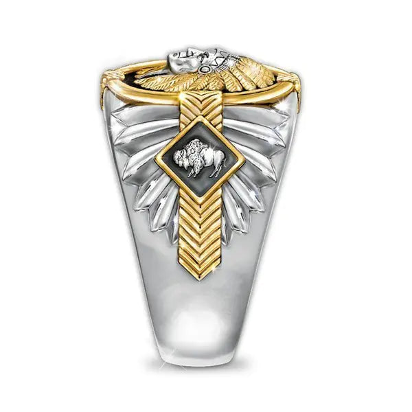 Hip Hop Style Indian Spirit Totem Dual Color Ring