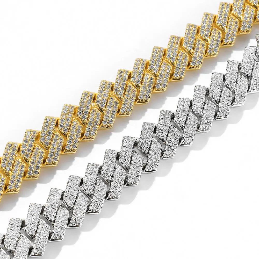 Men's Hip Hop Cuban Link Necklace with Zircon Stones