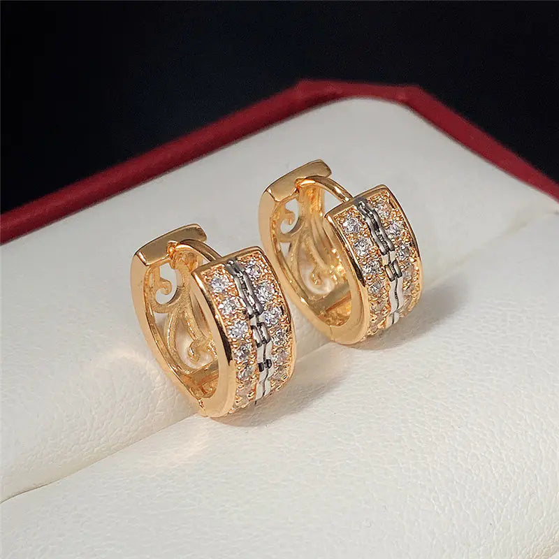 Intricate Huggie Zicron Diamond Earrings