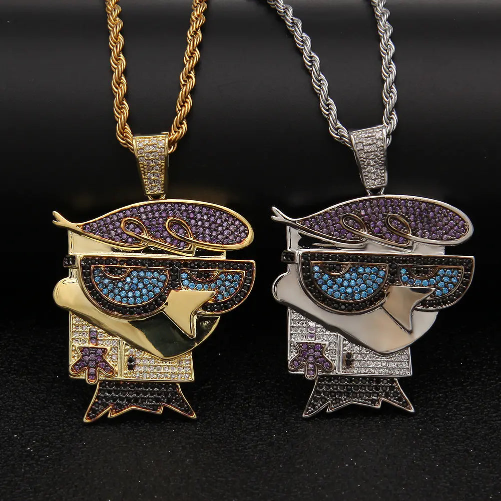 Mr. Bird Colorful Zircon Necklace, Cartoon Hip-Hop Style