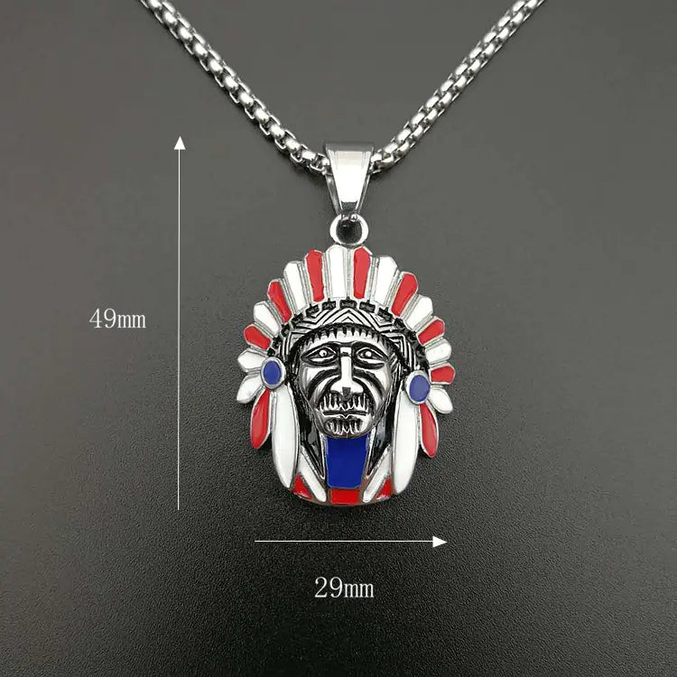 Indigenous Chief Pendant Necklace