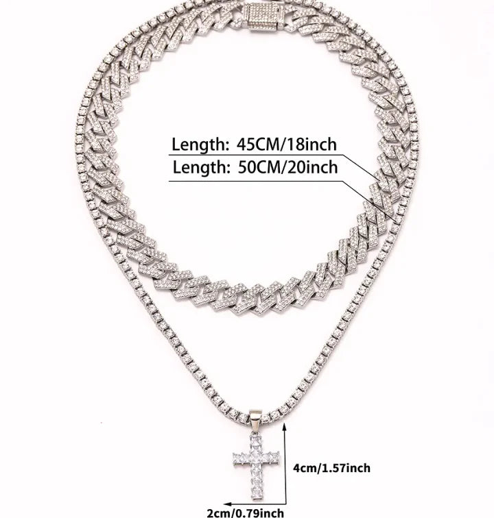 Zircon Cross Pendant Necklace