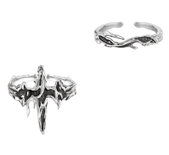 Irregular Texture Enamel Ring with Hip Hop Design