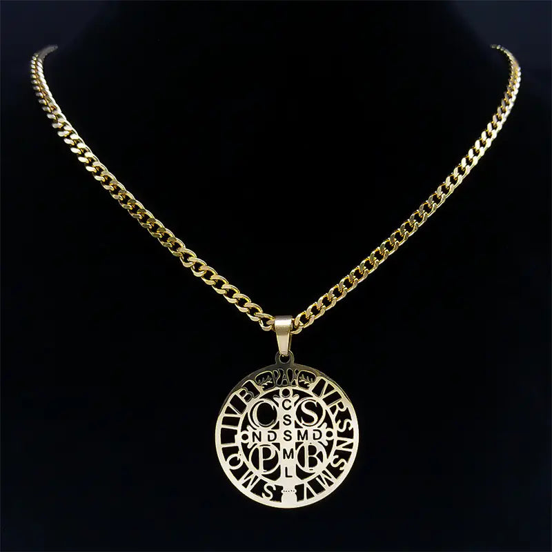 Hip Hop St. Benedict Pendant Necklace in Stainless Steel