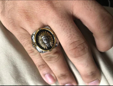 Hip Hop Style Indian Spirit Totem Dual Color Ring