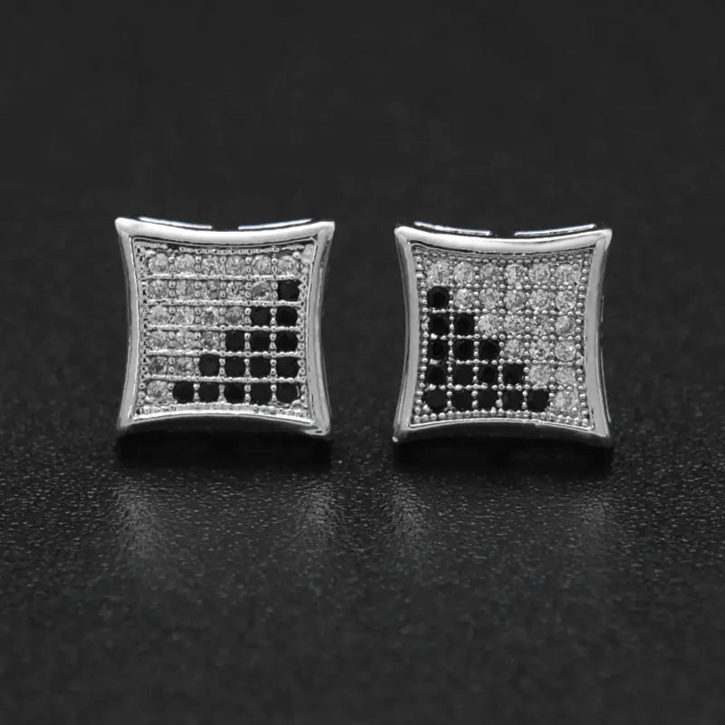 Gold Plated Silver and Diamond Stud Earrings