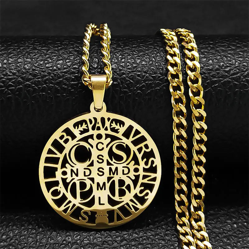 Hip Hop St. Benedict Pendant Necklace in Stainless Steel