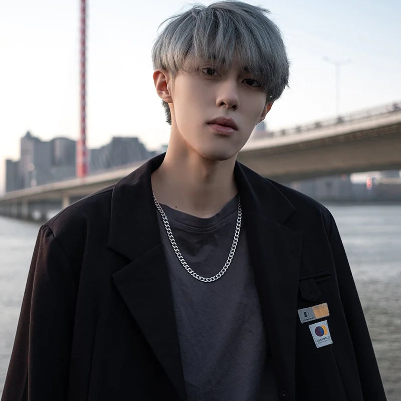 Titanium Steel Cuban Link Chain Necklace – Bold & Durable European Hip-Hop Style