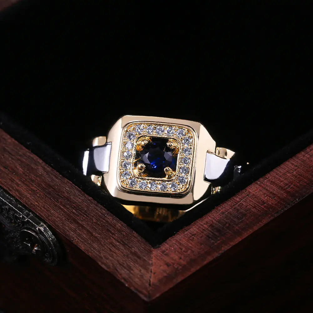Sapphire Inlaid Ring for Men - Engagement Jewelry