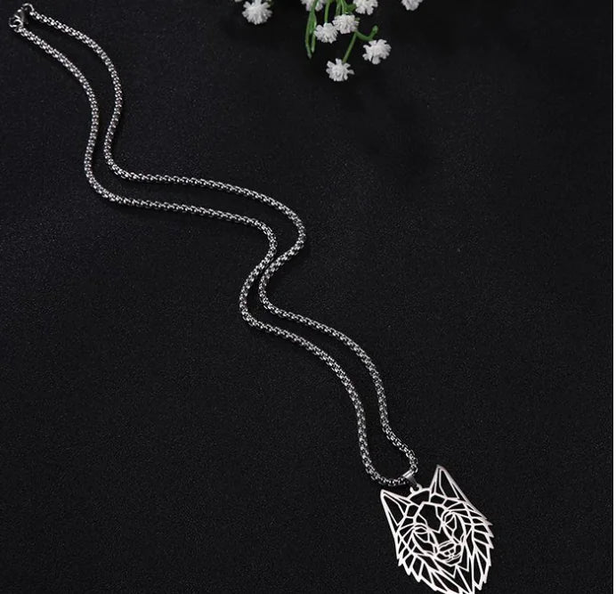 Wolf Necklace, Choker, Stainless Steel Jewelry