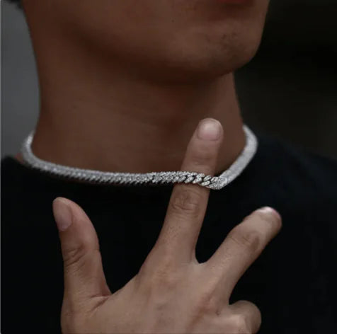 S925 Sterling Silver 6mm Micro-set AAA CZ Diamond Cuban Link