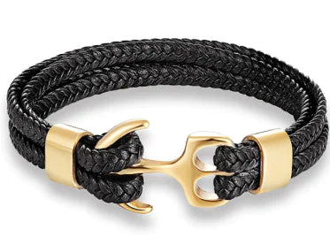 New Jewelry, Anchor Cross Men’s Leather Bracelet