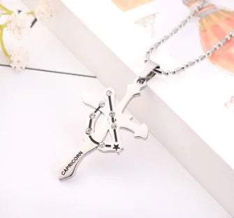 Zodiac Sign Titanium Steel Necklace with Hip-Hop Pendant