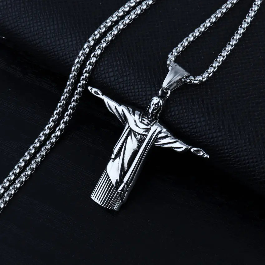 Retro Rio Jesus Pendant Necklace for Men (Hip Hop Style)