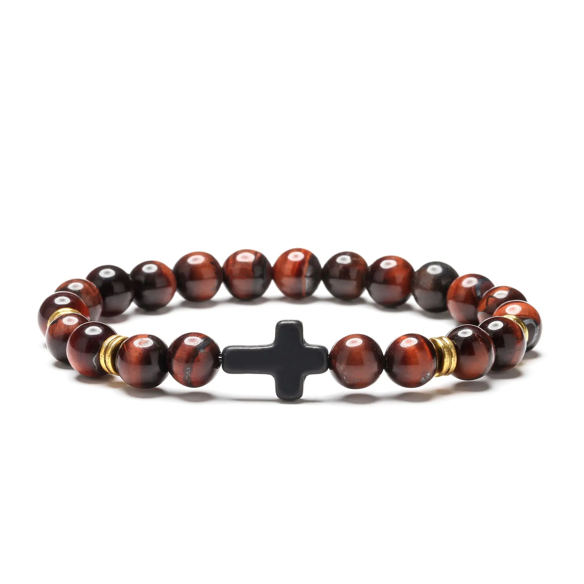 Natural Stone Cross Beaded Bracelet