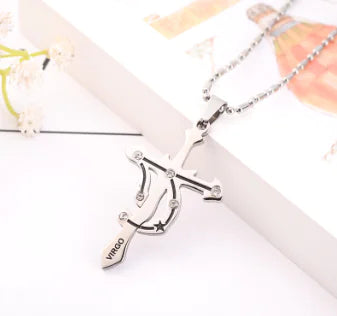 Zodiac Sign Titanium Steel Necklace with Hip-Hop Pendant