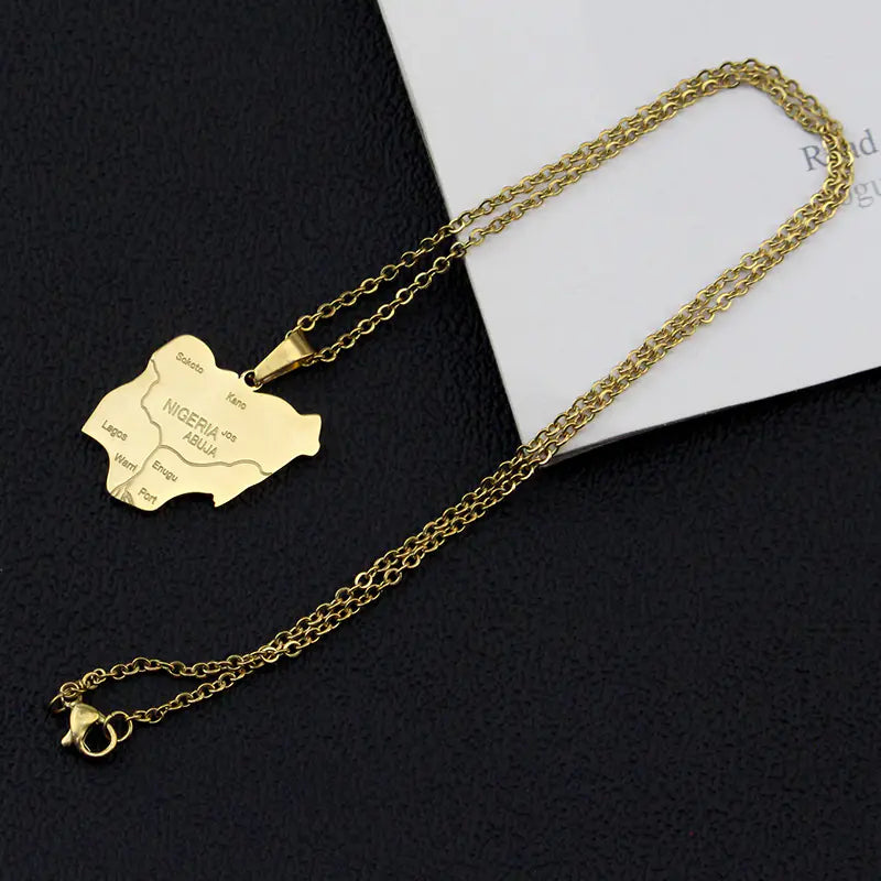 Stainless Steel Nigeria Map Pendant - Creative Jewelry