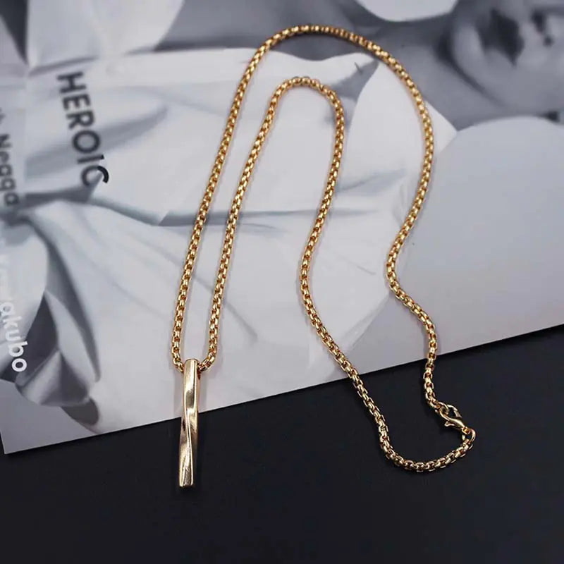 Men's Stainless Steel Jewelry, Twisted Column Pendant