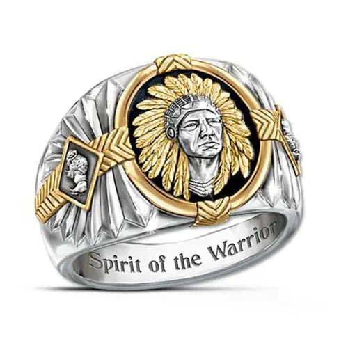 Hip Hop Style Indian Spirit Totem Dual Color Ring
