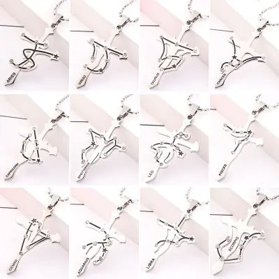 Zodiac Sign Titanium Steel Necklace with Hip-Hop Pendant