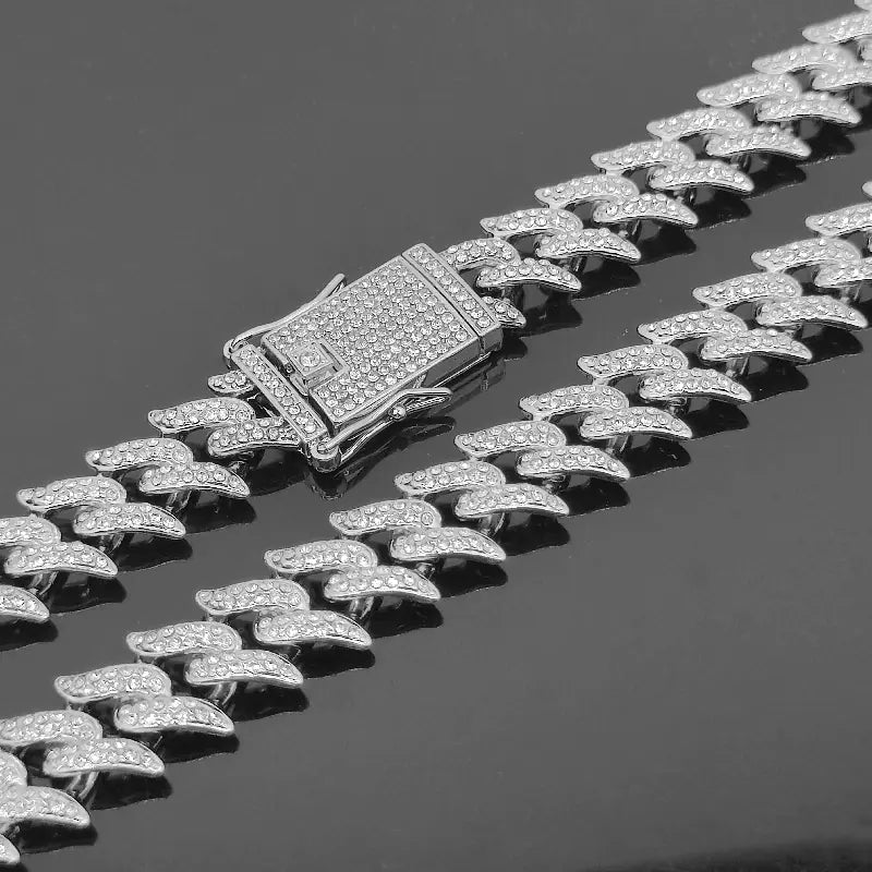 Alloy Dragon Tooth 16mm Cuban Link Hip Hop Necklace