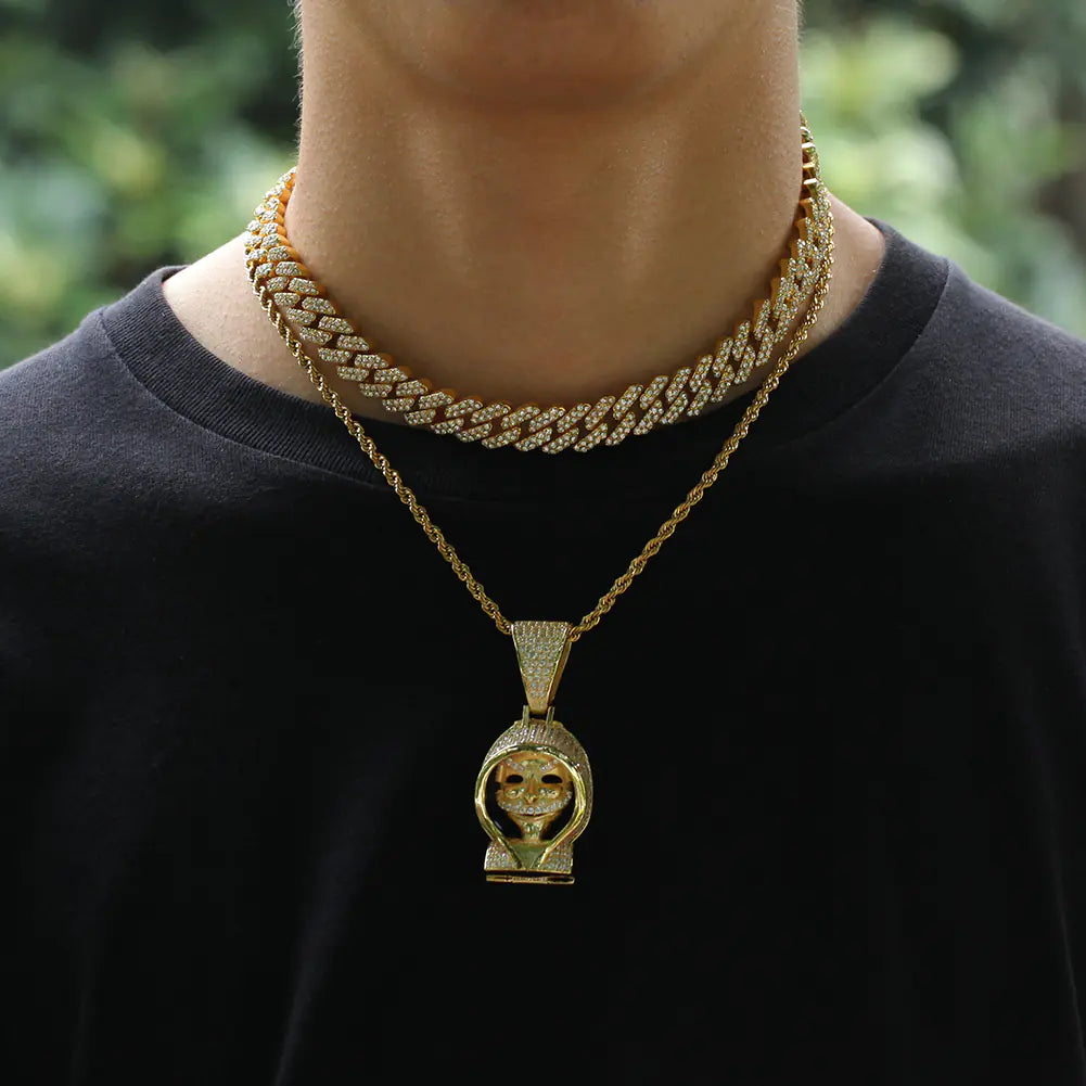 Gold-Plated Diamond Cuban Link Hip Hop Necklace