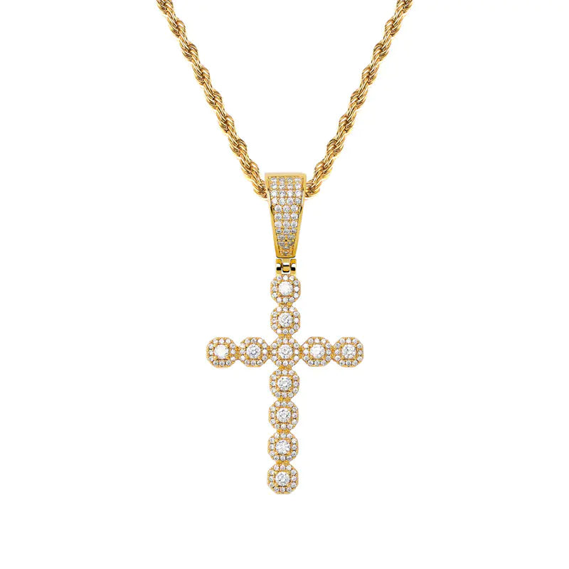 Retro Hip Hop Ice Sugar Cross Pendant Necklace for All